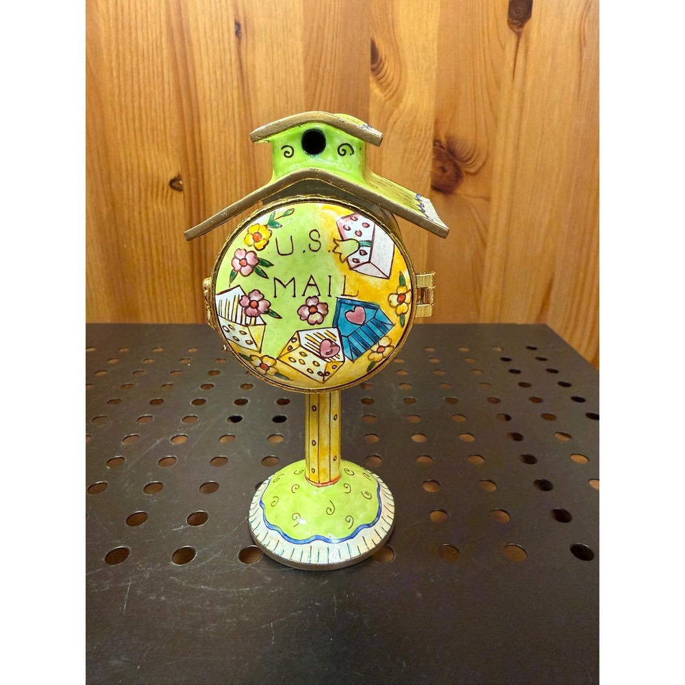 Empress Arts 2002 U.S. Mail Birdhouse Mailbox Trinket Box Enamel 5" w/ Box